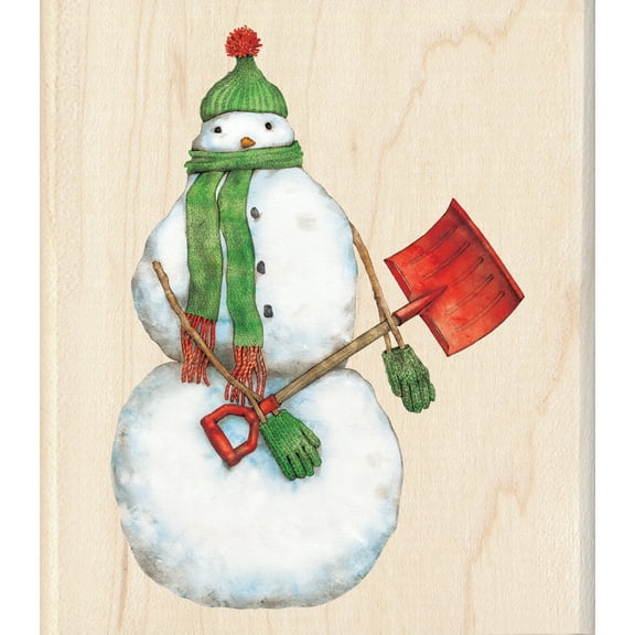 Inkadinkado Mounted Rubber Stamp 3.5"X4"-Snowman Shoveler , Pk 1, Inkadinkado