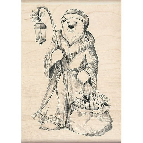 Inkadinkado Santa Polar Bear Wood Stamp