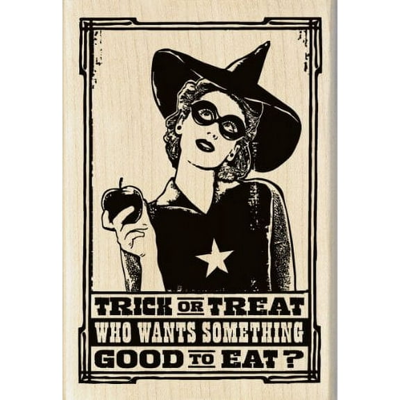 Inkadinkado Wood Stamp, Trick or Treat Witch