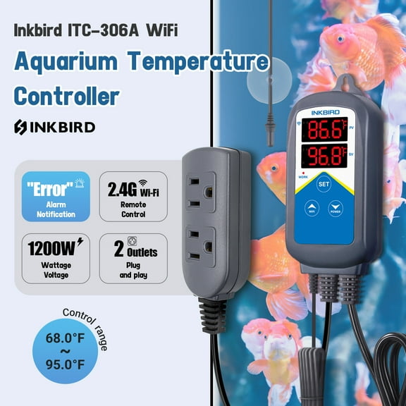 Inkbird Aquarium Tank WiFi Temperature Controller 306A 1200W Thermometer 2Probes