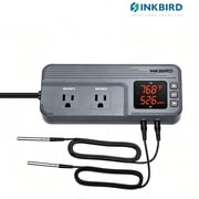 Inkbird ITC-608T Temperature Controller with Dual Temperature Sensor AC Dual Stage Outlet Thermostat with 12 Period Time Stage 1800W ETL Listed