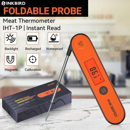 Inkbird Instant Read Meat Thermometer IHT-1P, Waterproof Instant Read Food Probe Thermometer with Backlight and Magnet for Cooking Kitchen BBQ Grill Smoker Deep Fry Candy Liquid