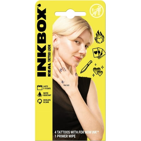 Inkbox Temporary Tattoos, Bold Hearts, 4 Pack