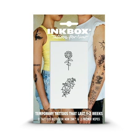 Inkbox Temporary Tattoos, Flowers, Water-Resistant, Perfect for Any Occasion, Black, 2 Pack
