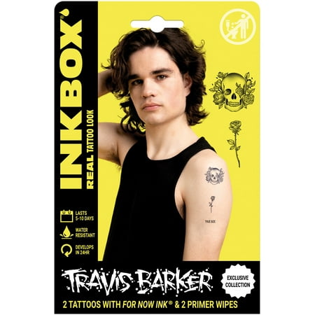Inkbox Temporary Tattoos, Skull+Flower, 2 Pack