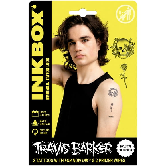 Inkbox Temporary Tattoos, Skull+Flower, 2 Pack