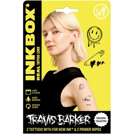 Inkbox Temporary Tattoos, Smiley+Pin, 2 Pack