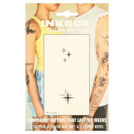 Inkbox Temporary Tattoos, Stars, Water-Resistant, Perfect for Any Occasion, Black, 2 Pack