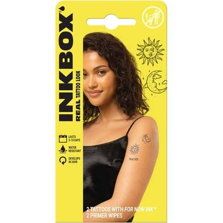 Inkbox Temporary Tattoos, Sun + Moon, 2 Pack