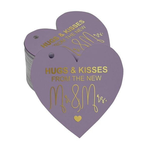 Inkdotpot 100 Pack Hugs & Kisses From The Wedding Favor Paper Tag Craft Real Gold Foil Hang Tag