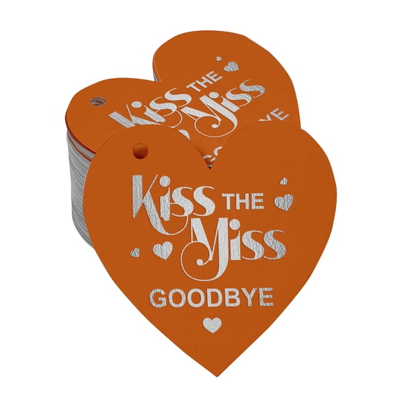 Inkdotpot 100 Pack Kiss The Miss Goodbye Bridal Shower Favor Paper Tag Craft Real Silver Foil Hang Tag