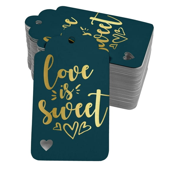 Inkdotpot 100 Pack Real Gold Foil Paper Tags Love Is Sweet Wedding Favor Hang Tag