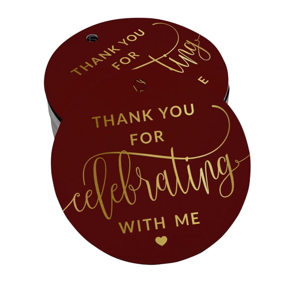 Inkdotpot 100 Pack ThankYou For Celebrating With Me Birthday Favor Paper Tag Craft Real Gold Foil Hang Tag