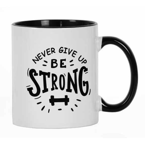 Inkdotpot 11 Oz Ceramic Coffee MugNever Give Up Be Strong Motivational Quote Birthday For Employee Boss Coworkers Gift-Black