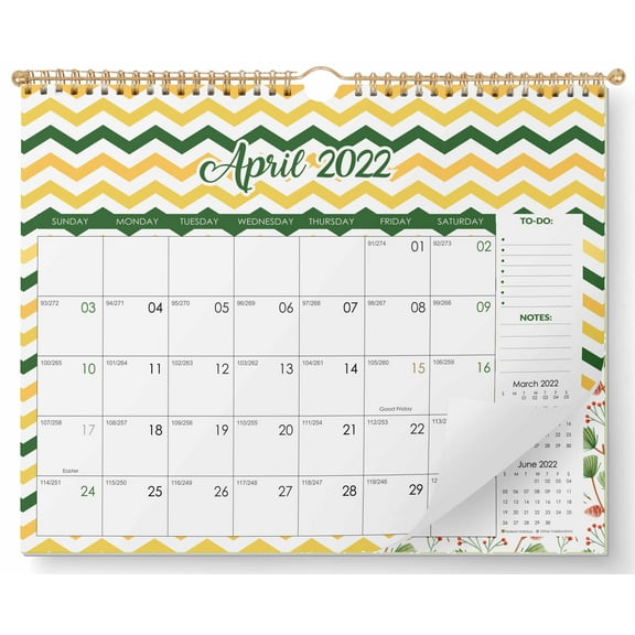 Inkdotpot 11x8.5WallCalendar- Runs until December 2023Hanging Spiral Bound MonthlyCalendar2022-2023 for Home or Office+ Bonus Sticker Sheet -Florals