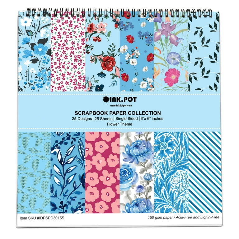 Inkdotpot 25 Sheets Flower Scrapbook Paper Pad 6x6, Single-Sided Scrapbook Paper- Colorful Cardstock Paper Scrapbooking DIY Decorative Background Cardmaking Supplies- Journal Craft Paper - Walmart.com inkdotpot-25-sheets-flower-scrapbook-paper-pad-6x6-single-sided-scrapbook-paper-colorful-cardstock-paper-scrapbooking-diy-decorative-background-cardmaking-supplies-journal-craft-paper-walmart-com