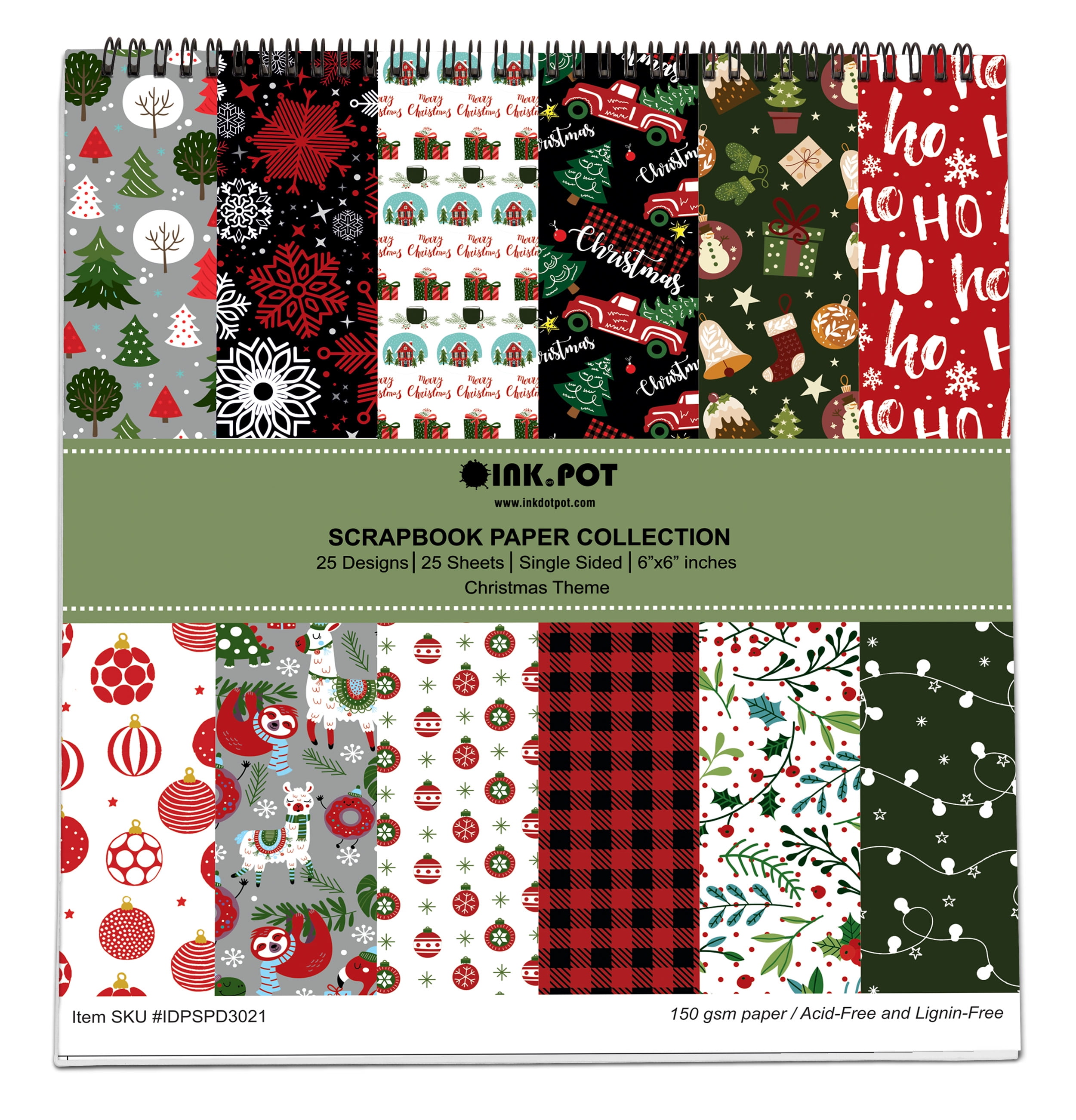 Inkdotpot 25 SheetsGarden Theme TextureScrapbookPaper Pad 12x12, Single-SidedScrapbookPaper- ColorfulCardstock PaperScrapbookingDIY Decorative Cardmaking Supplies- Journal Craft Paper