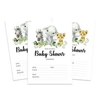 Inkdotpot 30 Baby Shower Invitation Cards Safari Jungle Animals Fill In Blank Invites