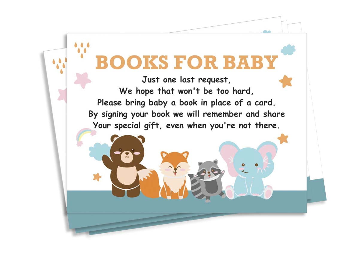 Inkdotpot 30 Books For Baby Shower Request Cards Bring A Book Instead Of A Card Jungle Animals Its a Boy Its a Girl Baby Shower Invitations Inserts Games