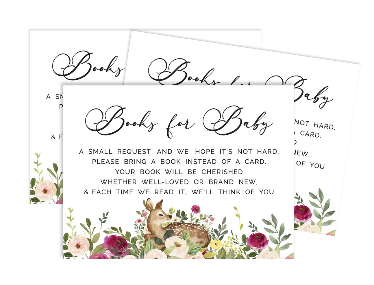 Inkdotpot 30 Books For Baby Shower Request Cards Bring A Book Instead Of A Card Deer Jungle Animals Oh Deer Baby Shower Invitations Inserts Games