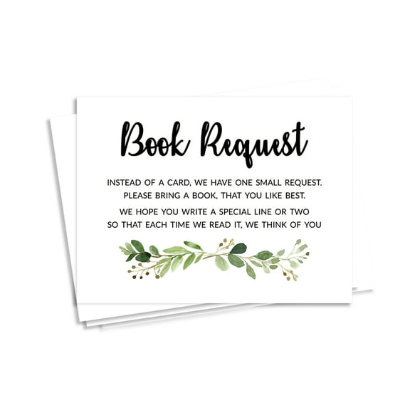 Inkdotpot 30 Books For Baby Shower Request Cards Bring A Book Instead Of A Card Greenery Floral Baby Shower Invitations Inserts Games