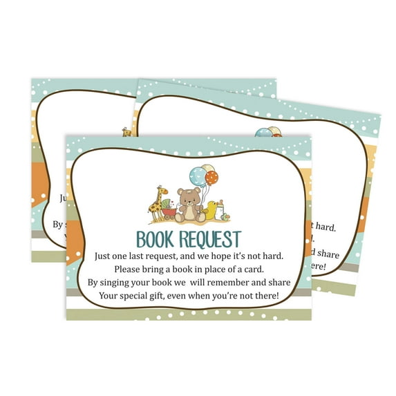 Inkdotpot 30 Books For Baby Shower Request Cards Bring A Book Instead Of A Card Jungle Animals Gender Neutral Baby Shower Invitations Inserts Games