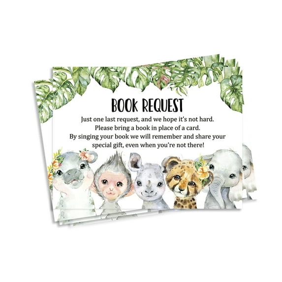 Inkdotpot 30 Books For Baby Shower Request Cards Bring A Book Instead Of A Card Safari Jungle Animals Baby Shower Invitations Inserts Games