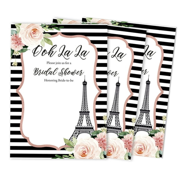 Inkdotpot 30 Bridal Shower InvitationsFloral Eiffel TowerWedding Fill-In Style Invites Blank Invites