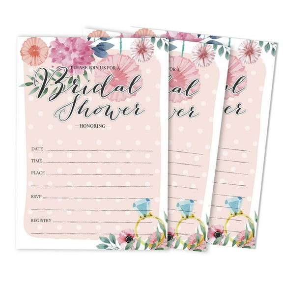 Inkdotpot 30 Bridal Shower InvitationsFloralWedding Fill-In Style Invites Blank Invites