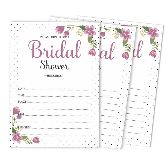 Inkdotpot 30 Bridal Shower InvitationsFloralWedding Fill-In Style Invites Blank Invites