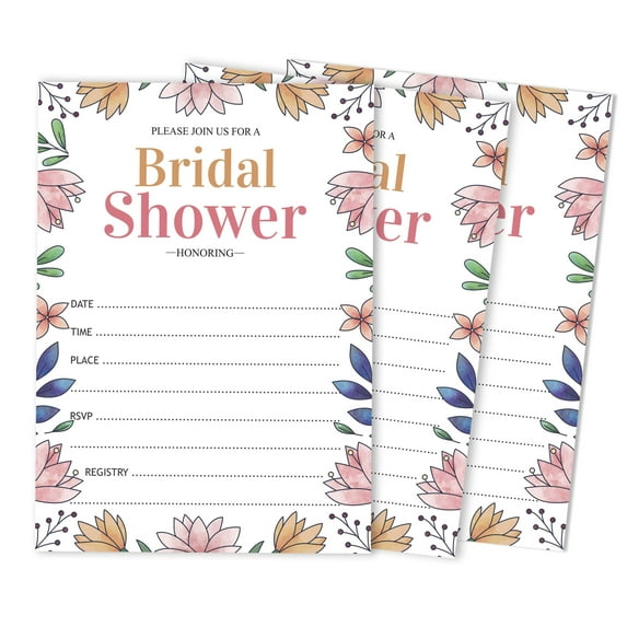Inkdotpot 30 Bridal Shower InvitationsFloralWedding Fill-In Style Invites Blank Invites