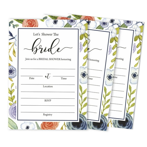 Inkdotpot 30 Bridal Shower InvitationsFloralWedding Fill-In Style Invites Blank Invites