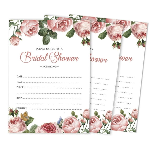 Inkdotpot 30 Bridal Shower InvitationsFloralWedding Fill-In Style Invites Blank Invites