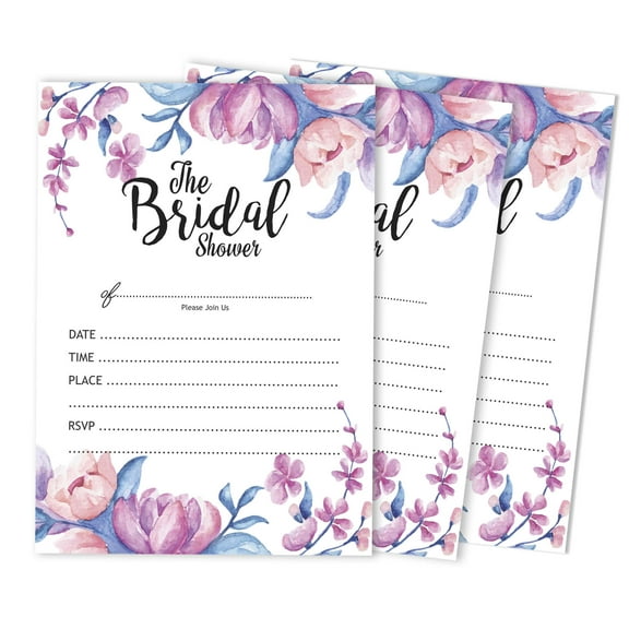 Inkdotpot 30 Bridal Shower InvitationsFloralWedding Fill-In Style Invites Blank Invites