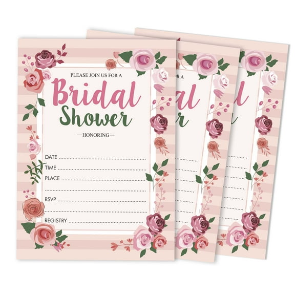 Inkdotpot 30 Bridal Shower InvitationsFloralWedding Fill-In Style Invites Blank Invites