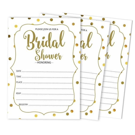 Inkdotpot 30 Bridal Shower InvitationsGold ConfettiWedding Fill-In Style Invites Blank Invites