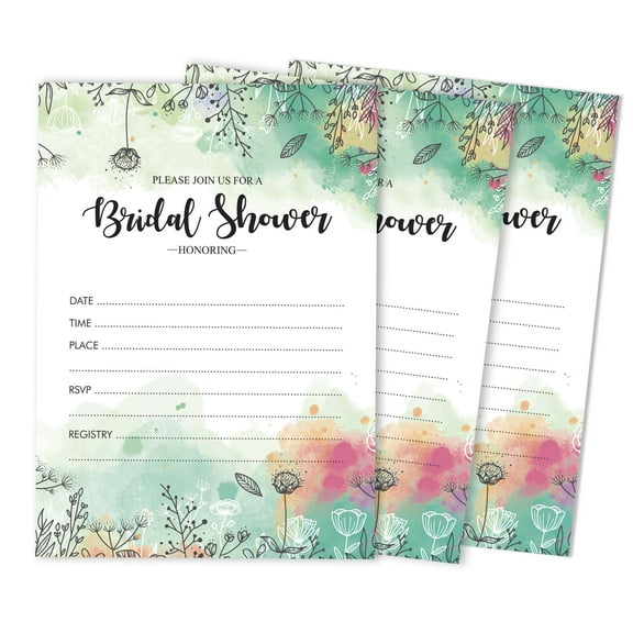 Inkdotpot 30 Bridal Shower InvitationsGreenery FloralWedding Fill-In Style Invites Blank Invites