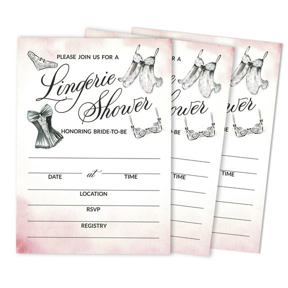 Inkdotpot 30 Bridal Shower InvitationsLingerie ShowerWedding Fill-In Style Invites Blank Invites