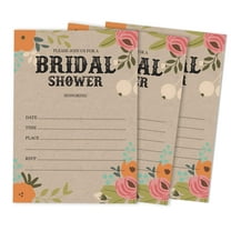 Inkdotpot 30 Bridal Shower InvitationsRustic Kraft FloralWedding Fill-In Style Invites Blank Invites