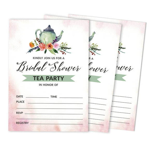 Inkdotpot 30 Bridal Shower InvitationsTea PartyWedding Fill-In Style Invites Blank Invites