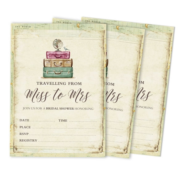 Inkdotpot 30 Bridal Shower InvitationsTravellingWedding Fill-In Style Invites Blank Invites