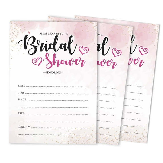 Inkdotpot 30 Bridal Shower InvitationsWatercolor splashWedding Fill-In Style Invites Blank Invites