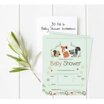 Inkdotpot 30 Fill In StyleBaby Shower Invitation Cards-Animals-Gender Neutral-Blank Invites