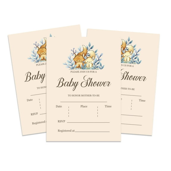 Inkdotpot 30 Fill In StyleBaby Shower Invitation Cards-Animals-Gender Neutral-Blank Invites