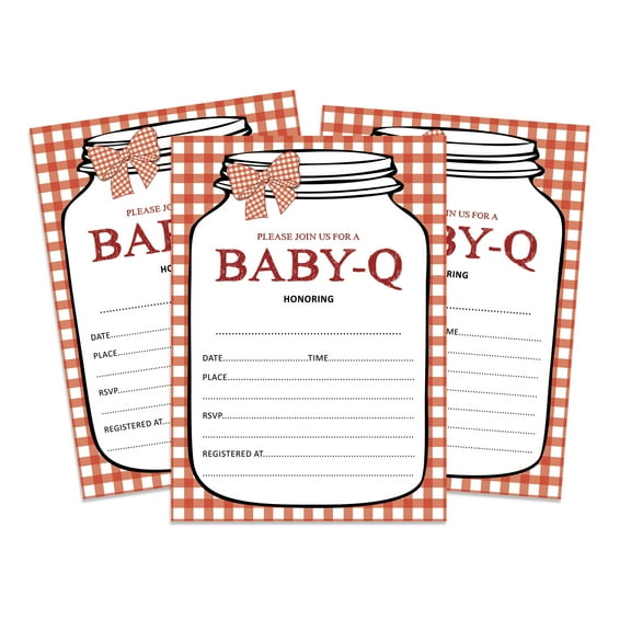 Inkdotpot 30 Fill In StyleBaby Shower Invitation Cards BBQ Gender Neutral Blank Invites