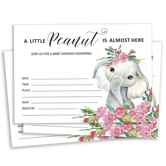 Inkdotpot 30 Fill In StyleBaby Shower Invitation Cards Baby Elephant Jungle Animals Blank Invites