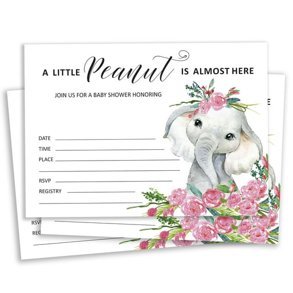 Inkdotpot 30 Fill In StyleBaby Shower Invitation Cards Baby Elephant Jungle Animals Blank Invites