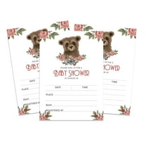 Inkdotpot 30 Fill In StyleBaby Shower Invitation Cards Bear Jungle Animals Blank Invites