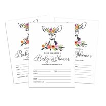Inkdotpot 30 Fill In StyleBaby Shower Invitation Cards Deer Jungle Animals Gender Neutral Blank Invites