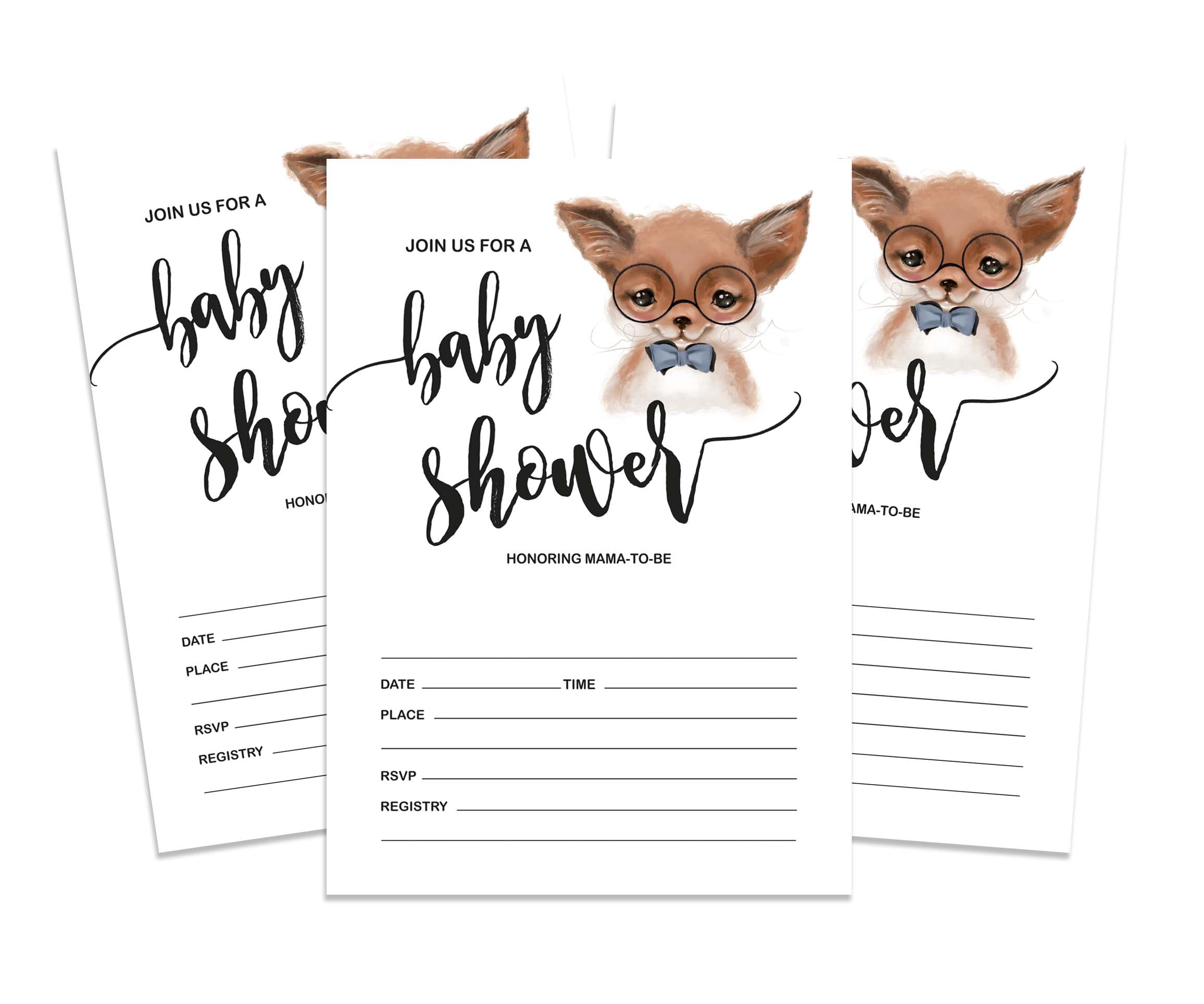 Inkdotpot 30 Fill In StyleBaby Shower Invitation Cards Fox Jungle Animals Blank Invites
